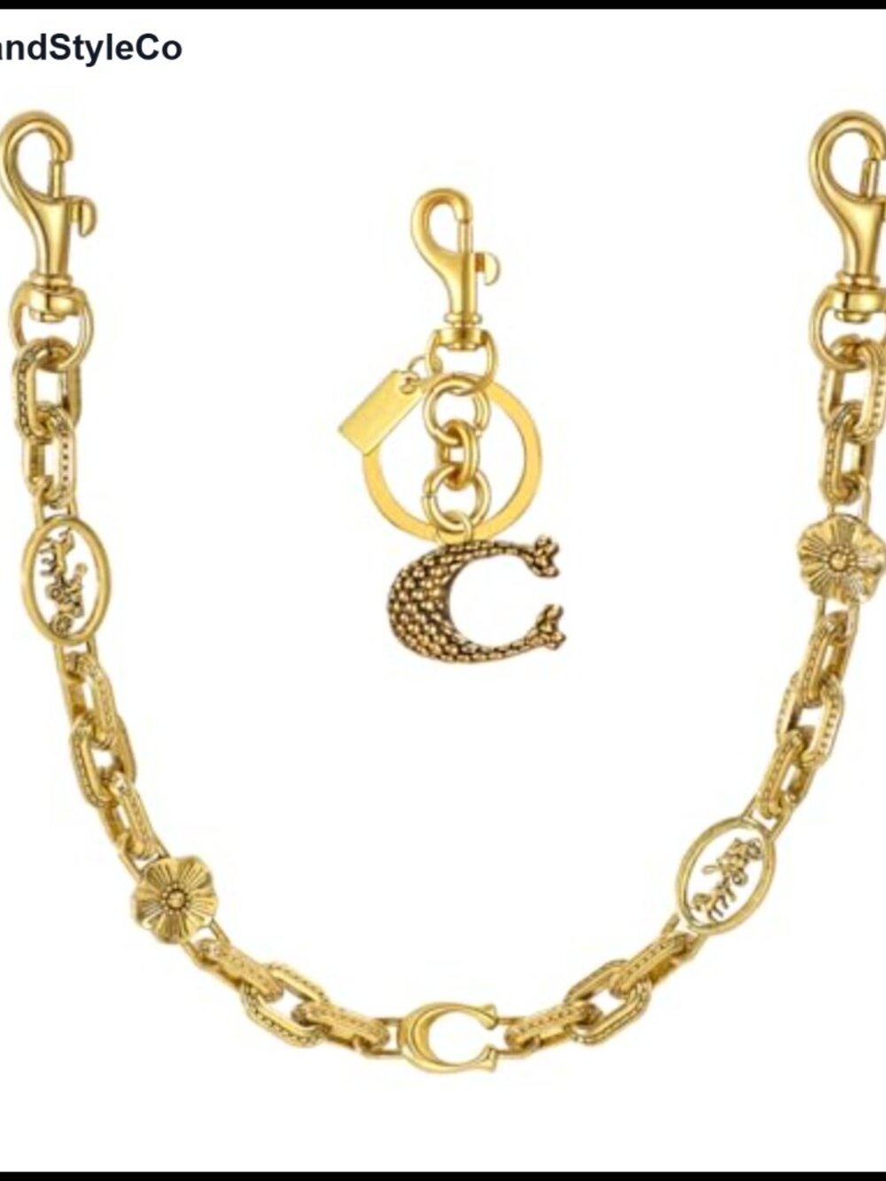 Vintage Gold Chain Bag Charm Extender Keychain Set for Women